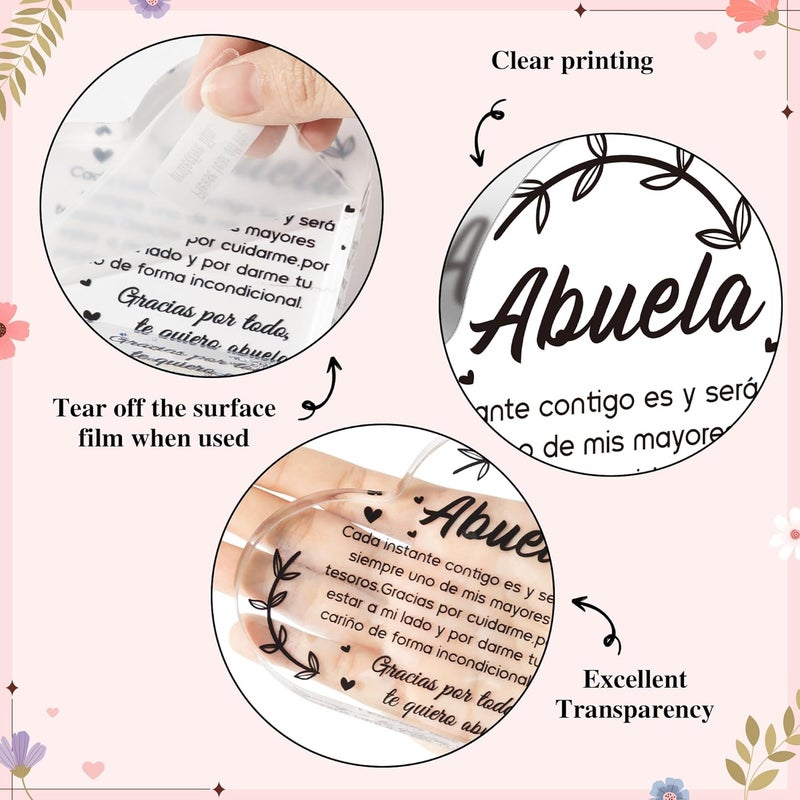 Yopyame Spanish Grandma Acrylic Gifts - Regalos para Abuela Heart Acrylic Plaque Ideas Keepsake Paperweights for Grandma in Spanish Father's Day Christmas Gifts for Grandma from Granddaughter Grandson - Image 3